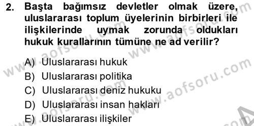 Uluslararası İlişkilere Giriş Dersi 2014 - 2015 Yılı (Vize) Ara Sınav Soruları 2. Soru