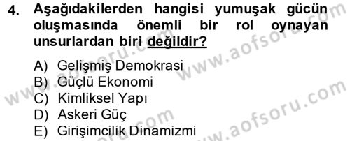 Uluslararası İlişkilere Giriş Dersi 2014 - 2015 Yılı (Vize) Ara Sınav Soruları 4. Soru