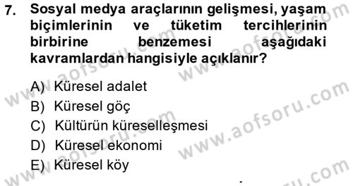 Uluslararası İlişkilere Giriş Dersi 2014 - 2015 Yılı (Vize) Ara Sınav Soruları 7. Soru