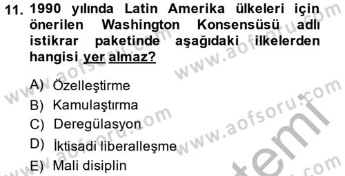 Uluslararası İlişkilere Giriş Dersi 2014 - 2015 Yılı (Final) Dönem Sonu Sınav Soruları 11. Soru
