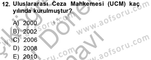 Uluslararası İlişkilere Giriş Dersi 2014 - 2015 Yılı (Final) Dönem Sonu Sınav Soruları 12. Soru