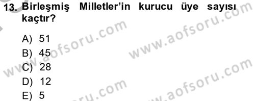 Uluslararası İlişkilere Giriş Dersi 2014 - 2015 Yılı (Final) Dönem Sonu Sınav Soruları 13. Soru
