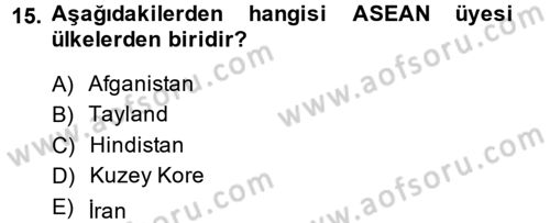 Uluslararası İlişkilere Giriş Dersi 2014 - 2015 Yılı (Final) Dönem Sonu Sınav Soruları 15. Soru