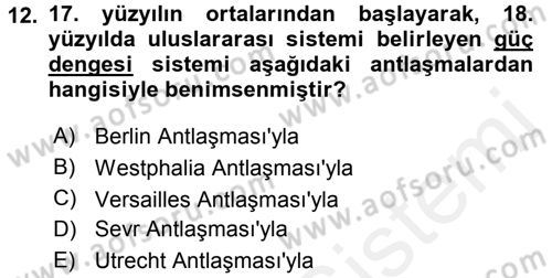 Uluslararası İlişkilere Giriş Dersi 2015 - 2016 Yılı (Vize) Ara Sınav Soruları 12. Soru
