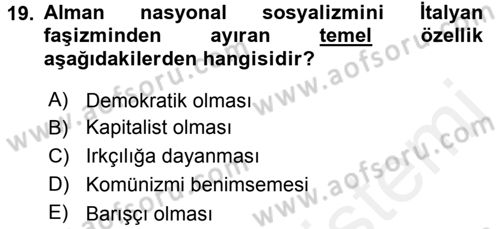 Uluslararası İlişkilere Giriş Dersi 2015 - 2016 Yılı (Vize) Ara Sınav Soruları 19. Soru