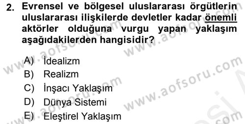 Uluslararası İlişkilere Giriş Dersi 2015 - 2016 Yılı (Vize) Ara Sınav Soruları 2. Soru