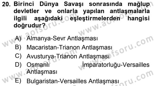 Uluslararası İlişkilere Giriş Dersi 2015 - 2016 Yılı (Vize) Ara Sınav Soruları 20. Soru
