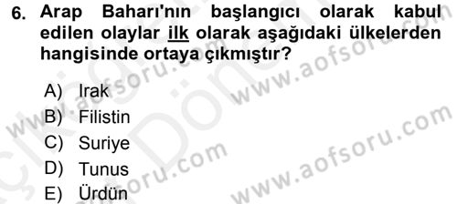 Uluslararası İlişkilere Giriş Dersi 2015 - 2016 Yılı (Vize) Ara Sınav Soruları 6. Soru