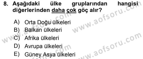 Uluslararası İlişkilere Giriş Dersi 2015 - 2016 Yılı (Vize) Ara Sınav Soruları 8. Soru