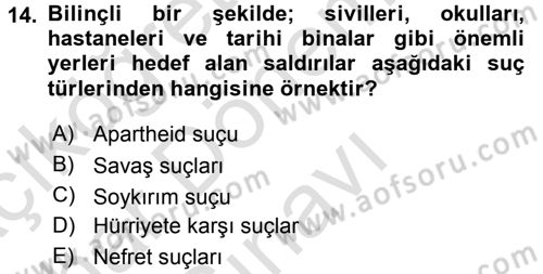 Uluslararası İlişkilere Giriş Dersi 2015 - 2016 Yılı (Final) Dönem Sonu Sınav Soruları 14. Soru