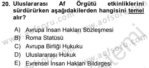 Uluslararası İlişkilere Giriş Dersi 2015 - 2016 Yılı (Final) Dönem Sonu Sınav Soruları 20. Soru