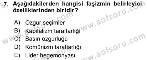 Uluslararası İlişkilere Giriş Dersi 2015 - 2016 Yılı (Final) Dönem Sonu Sınav Soruları 7. Soru