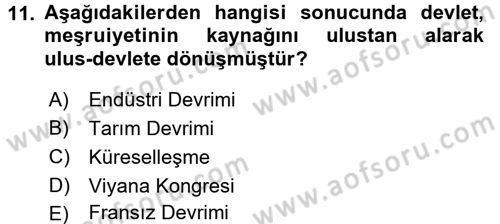 Uluslararası İlişkilere Giriş Dersi 2016 - 2017 Yılı (Vize) Ara Sınav Soruları 11. Soru