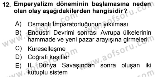 Uluslararası İlişkilere Giriş Dersi 2016 - 2017 Yılı (Vize) Ara Sınav Soruları 12. Soru