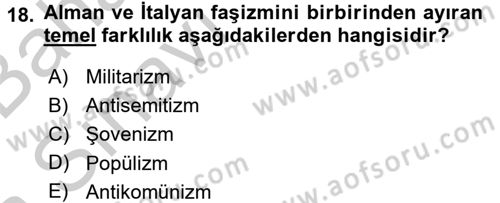 Uluslararası İlişkilere Giriş Dersi 2016 - 2017 Yılı (Vize) Ara Sınav Soruları 18. Soru