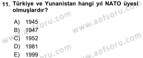 Uluslararası İlişkilere Giriş Dersi 2016 - 2017 Yılı (Final) Dönem Sonu Sınav Soruları 11. Soru