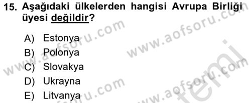 Uluslararası İlişkilere Giriş Dersi 2016 - 2017 Yılı (Final) Dönem Sonu Sınav Soruları 15. Soru