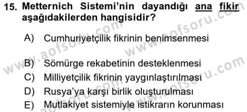 Uluslararası İlişkilere Giriş Dersi 2017 - 2018 Yılı (Vize) Ara Sınav Soruları 15. Soru