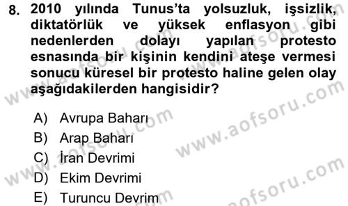 Uluslararası İlişkilere Giriş Dersi 2017 - 2018 Yılı (Vize) Ara Sınav Soruları 8. Soru