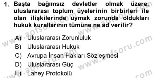 Uluslararası İlişkilere Giriş Dersi 2017 - 2018 Yılı (Final) Dönem Sonu Sınav Soruları 1. Soru