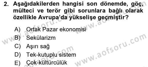 Uluslararası İlişkilere Giriş Dersi 2017 - 2018 Yılı (Final) Dönem Sonu Sınav Soruları 2. Soru