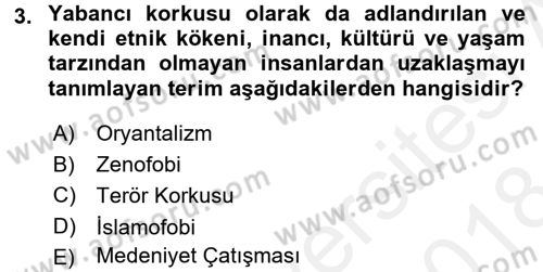 Uluslararası İlişkilere Giriş Dersi 2017 - 2018 Yılı (Final) Dönem Sonu Sınav Soruları 3. Soru