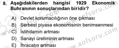 Uluslararası İlişkilere Giriş Dersi 2017 - 2018 Yılı (Final) Dönem Sonu Sınav Soruları 8. Soru