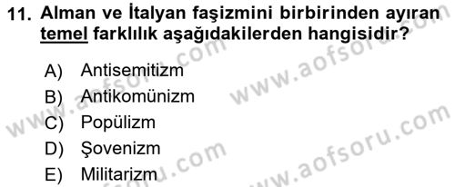 Uluslararası İlişkilere Giriş Dersi 2018 - 2019 Yılı 3 Ders Sınav Soruları 11. Soru
