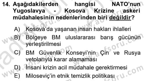Uluslararası İlişkilere Giriş Dersi 2018 - 2019 Yılı 3 Ders Sınav Soruları 14. Soru