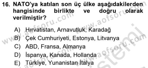 Uluslararası İlişkilere Giriş Dersi 2018 - 2019 Yılı 3 Ders Sınav Soruları 16. Soru