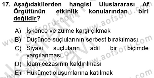 Uluslararası İlişkilere Giriş Dersi 2018 - 2019 Yılı 3 Ders Sınav Soruları 17. Soru