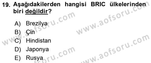 Uluslararası İlişkilere Giriş Dersi 2018 - 2019 Yılı 3 Ders Sınav Soruları 19. Soru