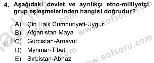 Uluslararası İlişkilere Giriş Dersi 2018 - 2019 Yılı 3 Ders Sınav Soruları 4. Soru