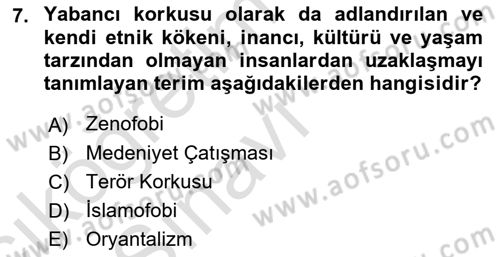 Uluslararası İlişkilere Giriş Dersi 2018 - 2019 Yılı 3 Ders Sınav Soruları 7. Soru
