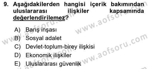 Uluslararası İlişkilere Giriş Dersi 2018 - 2019 Yılı 3 Ders Sınav Soruları 9. Soru