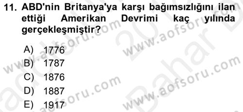 Uluslararası İlişkilere Giriş Dersi 2018 - 2019 Yılı (Vize) Ara Sınav Soruları 11. Soru