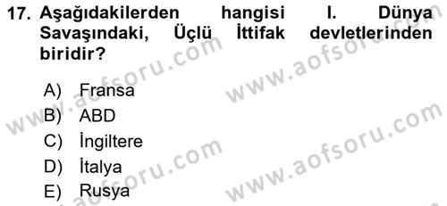 Uluslararası İlişkilere Giriş Dersi 2018 - 2019 Yılı (Vize) Ara Sınav Soruları 17. Soru
