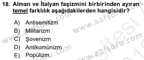 Uluslararası İlişkilere Giriş Dersi 2018 - 2019 Yılı (Vize) Ara Sınav Soruları 18. Soru