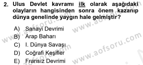 Uluslararası İlişkilere Giriş Dersi 2018 - 2019 Yılı (Vize) Ara Sınav Soruları 2. Soru