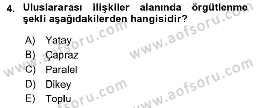 Uluslararası İlişkilere Giriş Dersi 2018 - 2019 Yılı (Vize) Ara Sınav Soruları 4. Soru