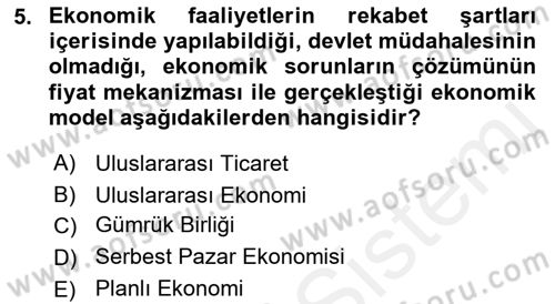 Uluslararası İlişkilere Giriş Dersi 2018 - 2019 Yılı (Vize) Ara Sınavı 5. Soru