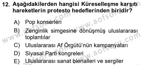 Uluslararası İlişkilere Giriş Dersi 2018 - 2019 Yılı Yaz Okulu Sınav Soruları 12. Soru