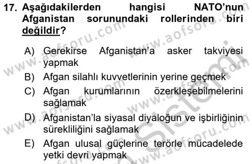 Uluslararası İlişkilere Giriş Dersi 2018 - 2019 Yılı Yaz Okulu Sınav Soruları 17. Soru