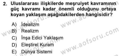 Uluslararası İlişkilere Giriş Dersi 2018 - 2019 Yılı Yaz Okulu Sınav Soruları 2. Soru
