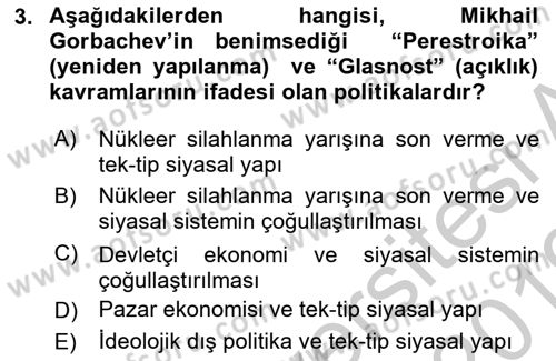 Uluslararası İlişkilere Giriş Dersi 2018 - 2019 Yılı Yaz Okulu Sınav Soruları 3. Soru