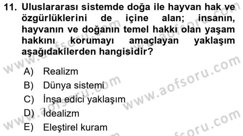 Uluslararası İlişkilere Giriş Dersi 2020 - 2021 Yılı Yaz Okulu Sınav Soruları 11. Soru