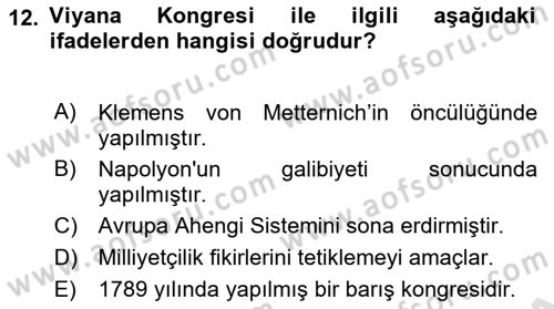 Uluslararası İlişkilere Giriş Dersi 2020 - 2021 Yılı Yaz Okulu Sınav Soruları 12. Soru