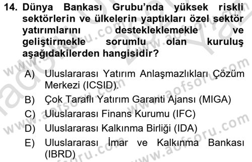 Uluslararası İlişkilere Giriş Dersi 2020 - 2021 Yılı Yaz Okulu Sınav Soruları 14. Soru