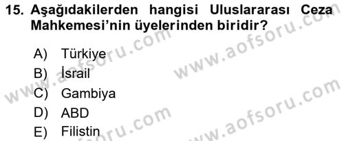 Uluslararası İlişkilere Giriş Dersi 2020 - 2021 Yılı Yaz Okulu Sınav Soruları 15. Soru