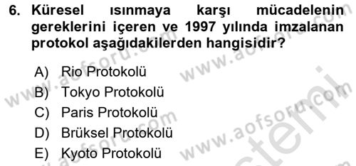 Uluslararası İlişkilere Giriş Dersi 2020 - 2021 Yılı Yaz Okulu Sınav Soruları 6. Soru